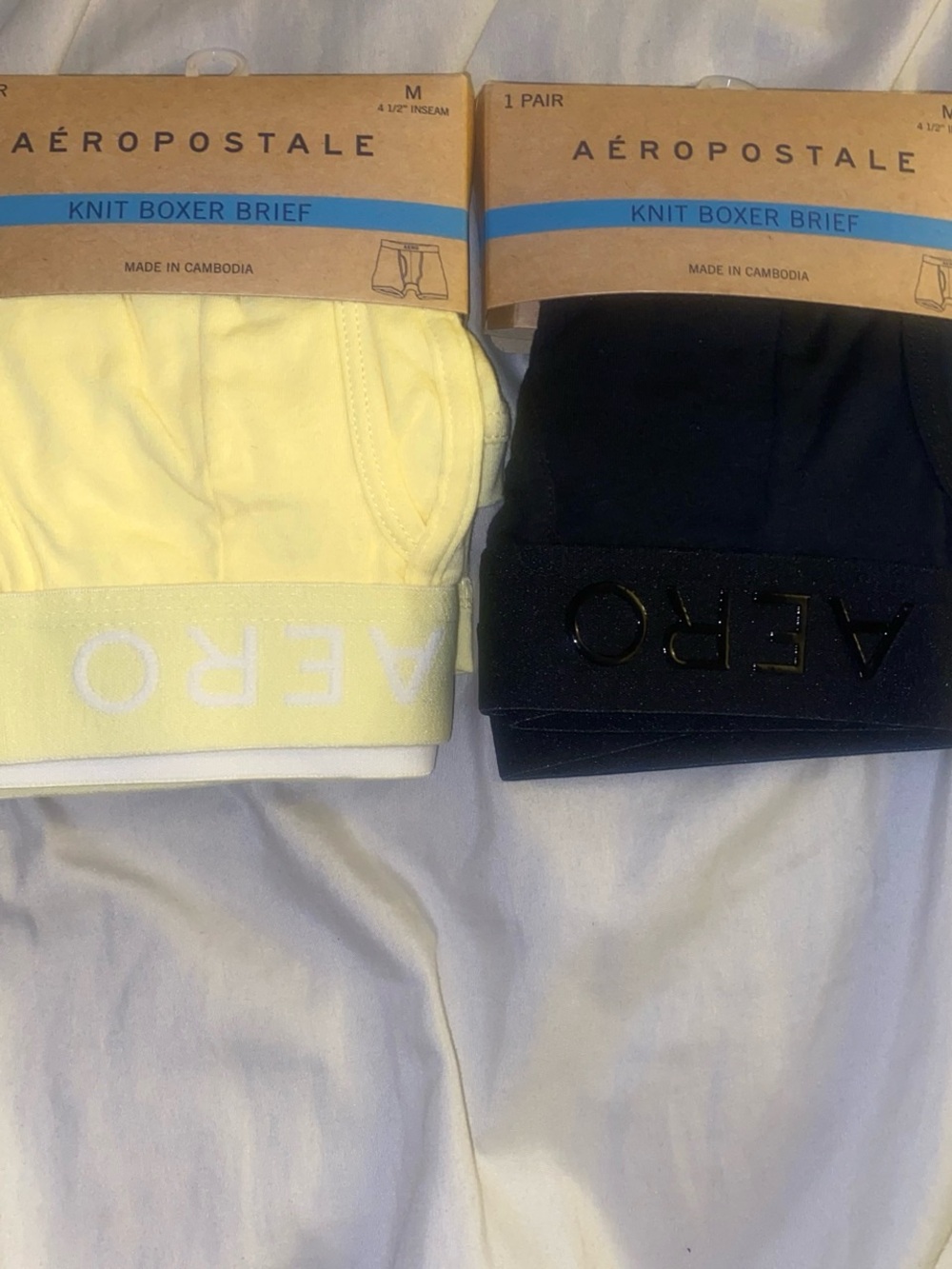 Aeropostale Men’s Knit Boxer Briefs - Yellow & Black, 2-Pack